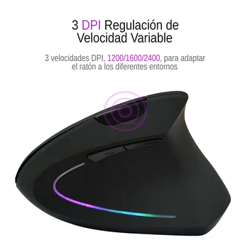 Ratón vertical ergonómico inalámbrico recargable
